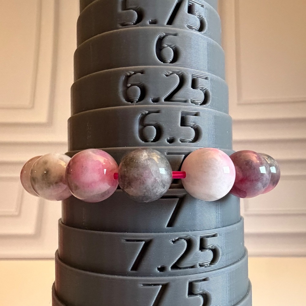 Unique! Natural Pink Stone Beaded Stretch Bracelet Round Beach Summer Yibe Y2K - Picture 4 of 5